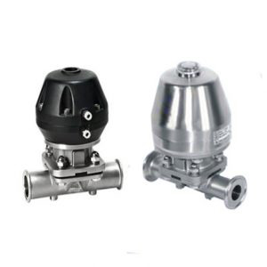 SANITARY DIAPHRAGM VALVES WITH TRI-CLAMP ENDS, PNEUMATIC TYPE