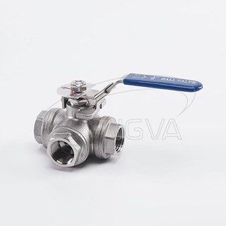 Industrial Grade Three-Way Threaded Ball Valve
