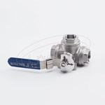 Válvula de bola roscada de tres vías de grado industrial