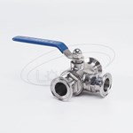 Válvula de bola de tres vías sanitaria Tri-Clamp