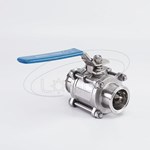 Válvula de bola de triple abrazadera sanitaria de tres piezas