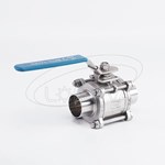 Válvula de bola soldada de tres piezas sanitaria