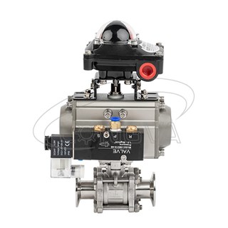 带电磁阀/限位开关的卫生型气动3PC球阀