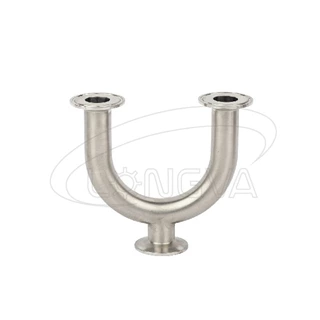 Food grade Three way stainless steel u type tee with clamp ends