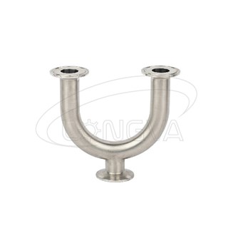 Food grade Three way stainless steel u type tee with clamp ends
