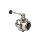 Válvula de mariposa sanitaria del extremo de la unión del acero inoxidable 304 316L con la manija del tirón