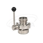 Válvula de mariposa sanitaria del extremo de la unión del acero inoxidable 304 316L con la manija del tirón