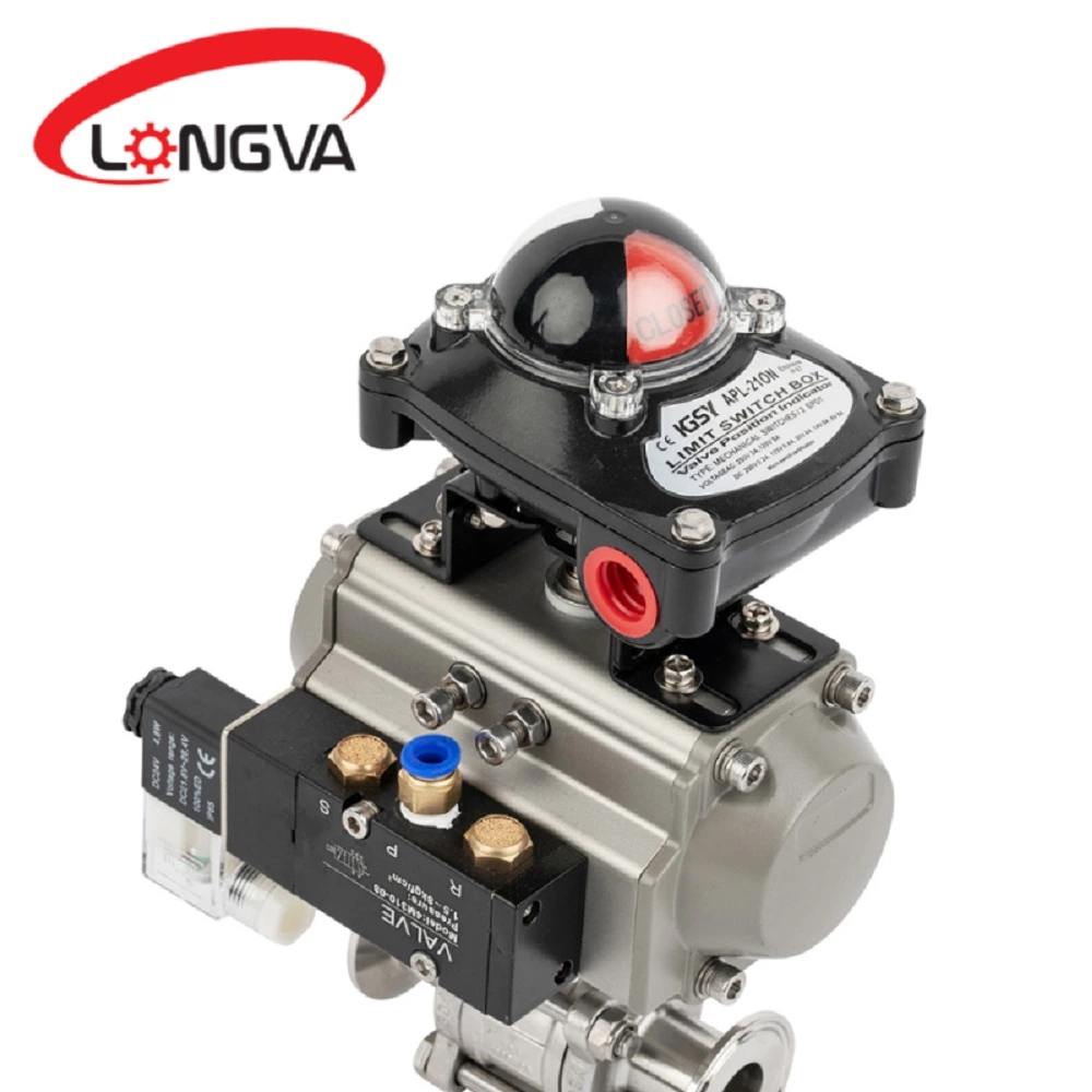 Sanitary Pneumatic 3PC Ball Valve With Solenoid Valve/Limit Switch