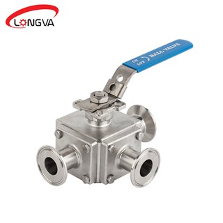 Sanitary square three-way ball valve