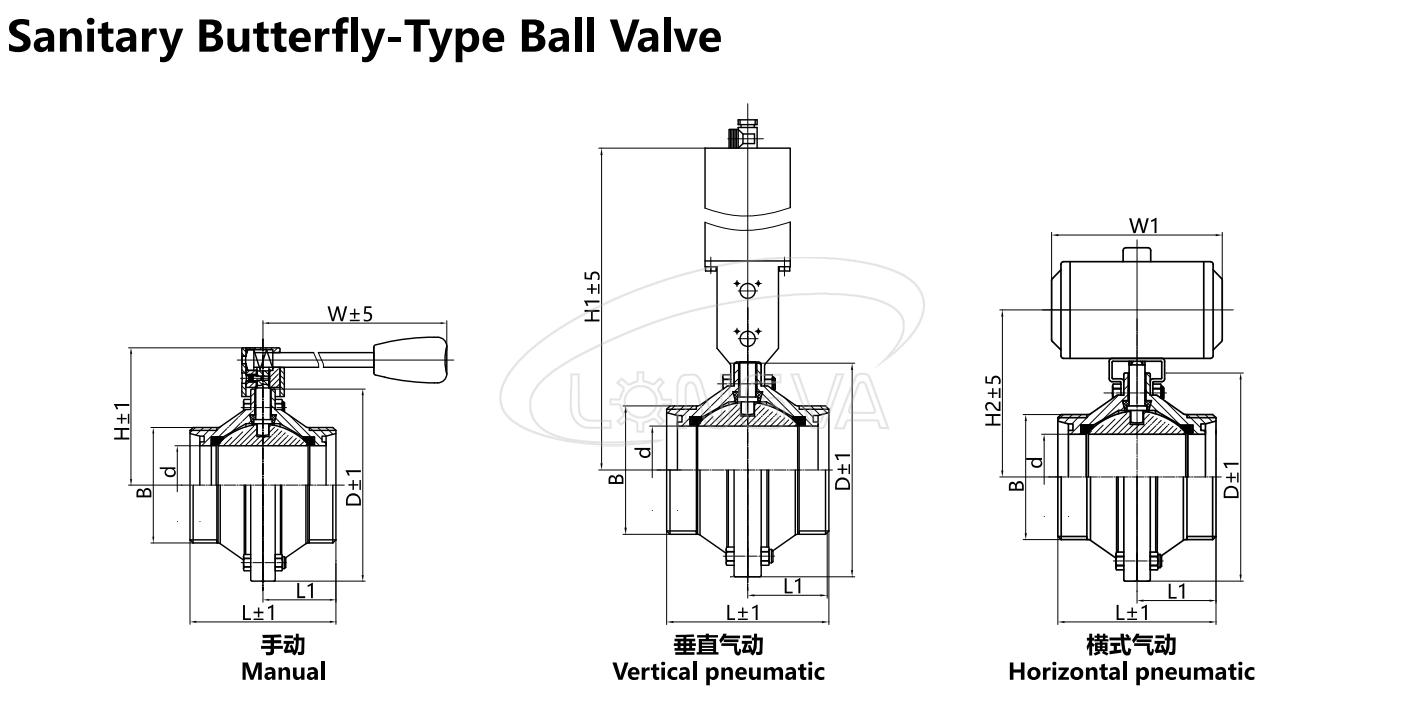 Sanitary Stainless Steel Butterfly type Ball Valve