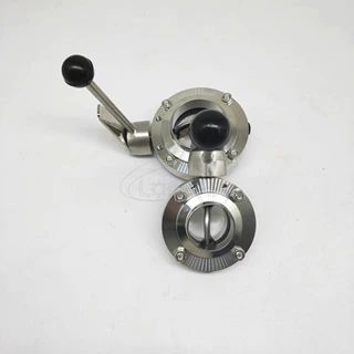 Sanitary Welded butterfly valve with stainless steel handle