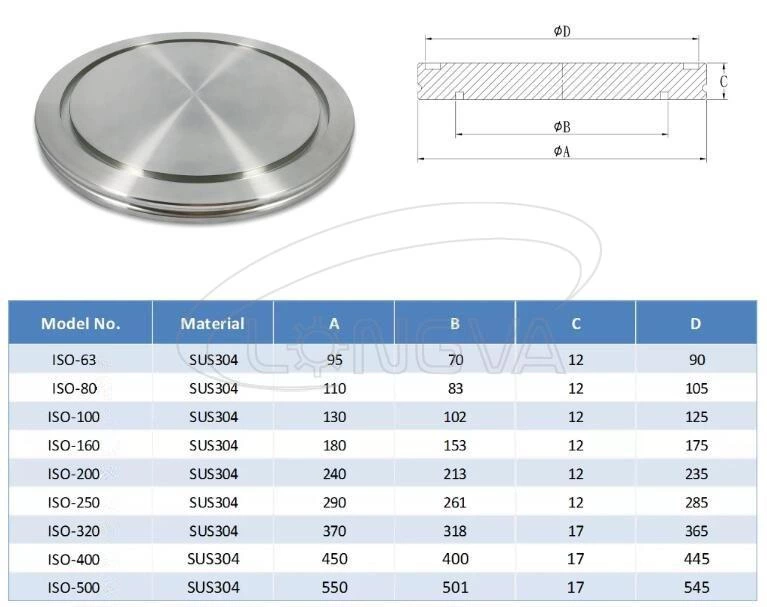 Stainless Steel 304 KF-ISO Vacuum Blank Flange